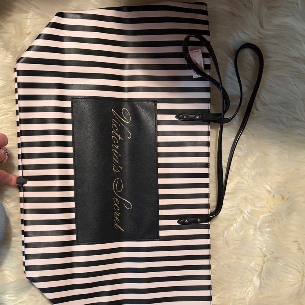 Victoria's Secret Pink and Black Striped Tote